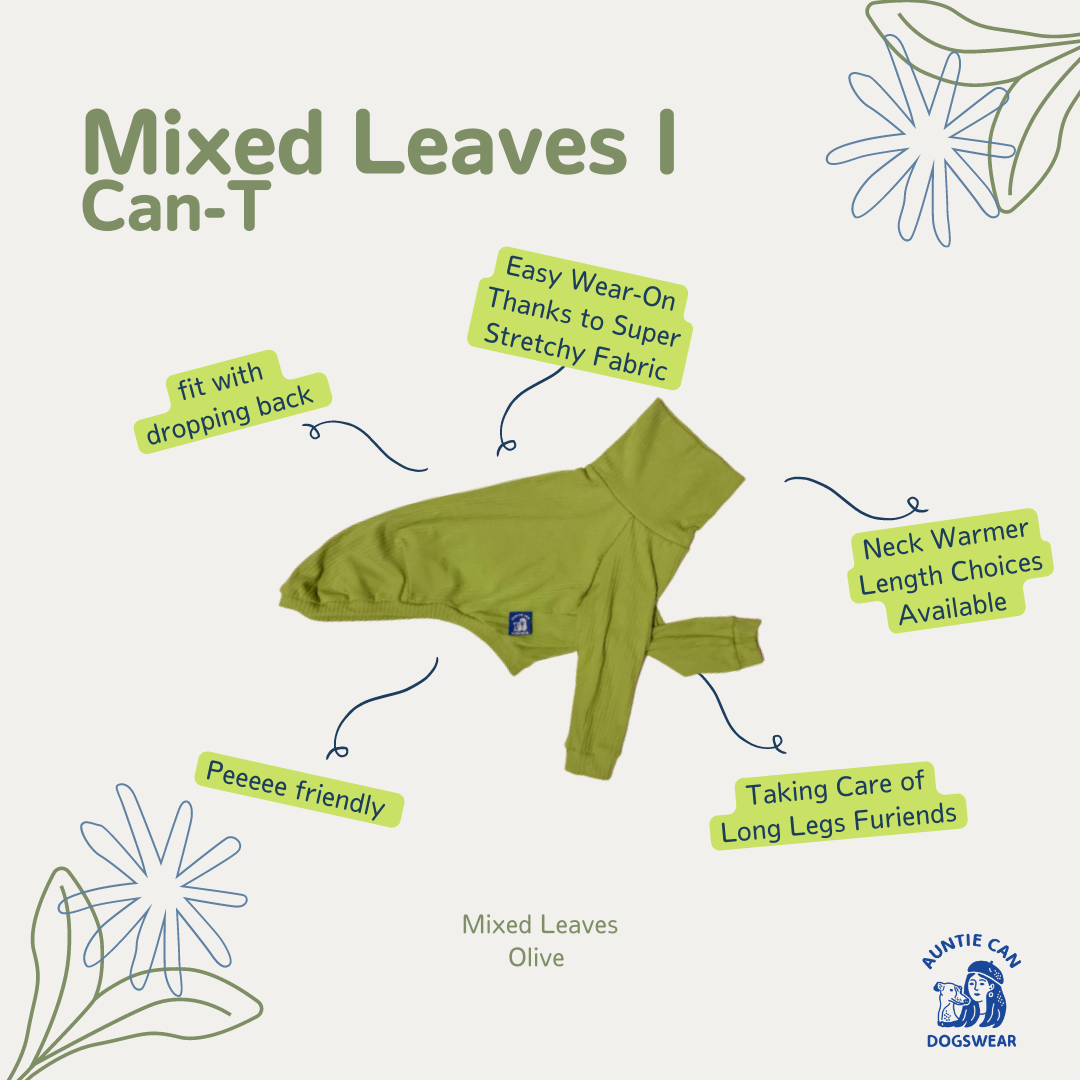 Can-T Auntie Can Dogswear - Mixed Leaves Olive