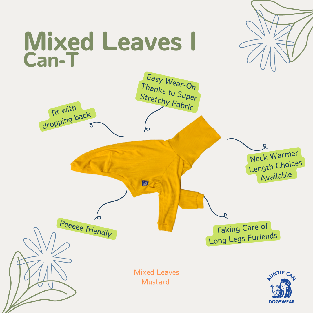 Can-T Auntie Can Dogswear - Mixed Leaves Mustard