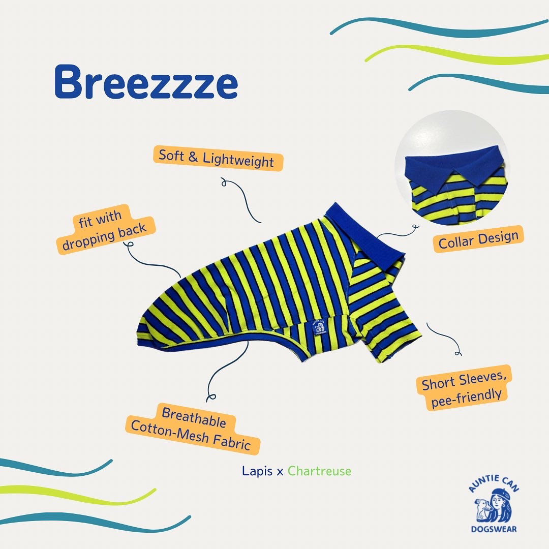 Breezzze Short Sleeves Mesh Dogswear - Lapis x Chartreuse